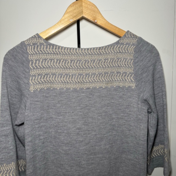 THML Dress Women's SM Grey Mini Sweater Embroidered Embroidered Preppy Boho - Picture 5 of 5